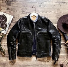 Teacore Giacca di Pelle di Cavallo, Giacca da Motociclista Uomo