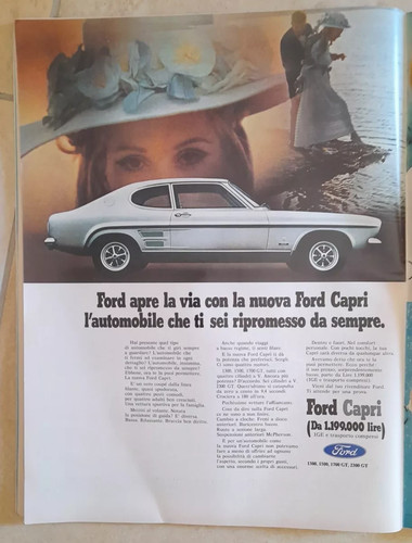 Pubblicità 1969 ford capri - pubblicità,