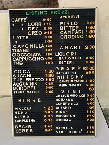 Tabella listino prezzi bar - tabella,