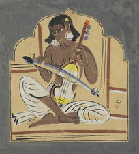 Giocatore Esraj: Nandalal Bose : 1937 : Stampa artistica su tela 13x19