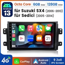 Android 14 6+128GB CarPlay Autoradio IPS GPS Navi DAB per SUZUKI SX4 2006-2013