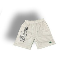 Lacoste Men’s White Shorts - Big Crocodile Logo - Size L