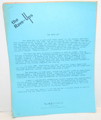 The rave ups press kit - press, lp