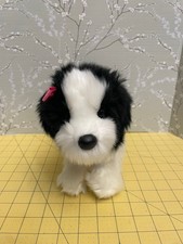 Shih Tzu Peluche Cane Douglas Coccola Giocattolo 10” Cucciolo Bianco e Nero con Nastro Rosa 