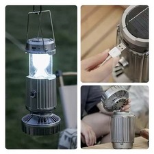 Luce Campeggio Solare con Ventilatore USB LED 1500mAh Lanterna Portatile Tenda
