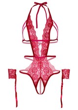 Body donna sexy in pizzo rosso
