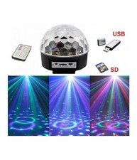 Proiettore A Sfera Led Luci Effetti Discoteca Dj Rgb Multicolore Usb Sd Card Off