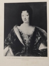 Antica stampa 1900 (1910). Scuola francese (XVII SEC) Ritratto duchessa Borbogna