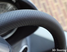 Per Fiat Seicento, 600 Nero Perforata Copertura Del Volante IN Pelle Rosso Punto