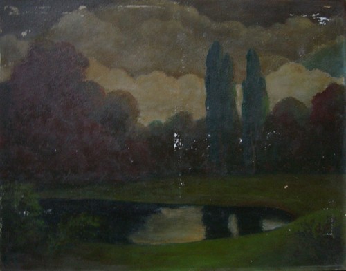 Dipinto olio paesaggio con - olio,