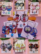 Orecchini  anime e manga anni 70/80 / 90  in carta trattata rivestiti in resina