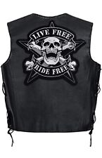 Toppa ricamata per moto  Teschio grande Live Free - Ride Free (29x29 cm)