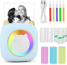 Mini Stampante Fotografica, Termica, Istantanea Portatile Con LED Colorati, Blue