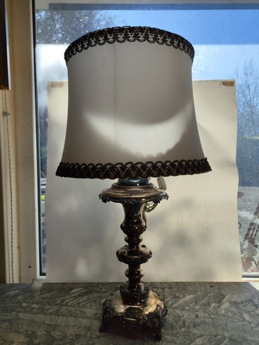 Lampada antica 800 placcata - lampada,