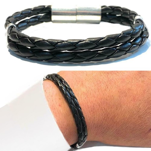 Bracciale pelle nero da - pelle,