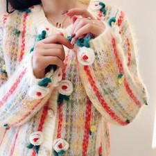 Cardigan maglia ragazza fiori
