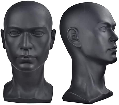 Manichino pvc testa nero - nero, uomo
