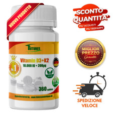 Vitamina D3 10000 UI + K2 MK7 200mcg - 360 Compresse -- Integratore Salute Ossa