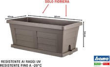 Bama Fioriera Effetto Legno cm 80x40x34h Tortora 31183