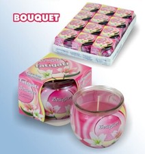 x Set 12 Pezzi Vasetto In Vetro Con Candela Profumata Bouquet hmj