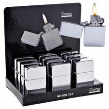 z Set 12 Pezzi Accendino A Benzina Colore Cromato dfh