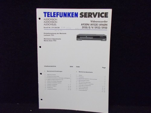 Telefunken servizio manuale - servizio,