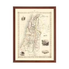 Vecchia Mappa della Palestina 1851 - Decorazione da Parete Arte Palestinese Vintage