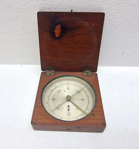 Antique wooden cased pocket - wooden,