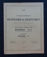 Vecchio catalogo 1931 REINHARD