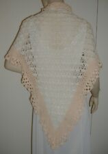 SCIALLE COPRISPALLE MAGLIA UNCINETTO PANNA E ROSA LAVORAZIONE A MANO