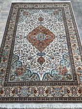 Tappeto Tabriz orientale persiano tappeto Tabatabai beige lana vergine vecchio vintage premium