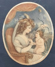 Francesco Bartolozzi stampa antica after Angelica Kauffmann amore cupido donna