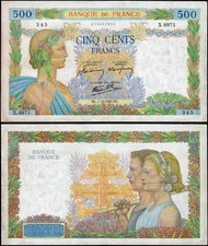 FRANCIA - France 500 francs 1942  VF no pinhole