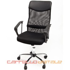 SEDIA POLTRONA DIREZIONALE OPERATIVA IN MESH NERA GIREVOLE ERGONOMICA PER UFFICI