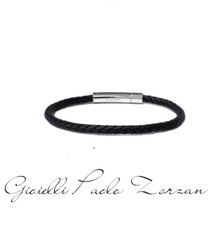 Bracciale Borsari in caucciu’ nero con chiusura a scatto in argento BR-RALKA01TP