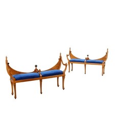 Coppia Panchette Antiche Stile Biedermeier Ciliegio Austria XX Secolo Originali