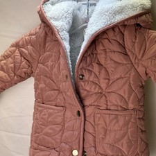 Giacca trapuntata rosa con cappuccio pelliccia sintetica Aspen bambino 18M bambina