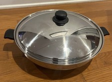 Cutco Pentole Professionali 15" Wok con Coperchio 5 Strati Acciaio Inox #1925 USA