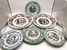 6 PIATTI GIRO ELETTORALE S.C. ITALIANA vintage grigio e verde