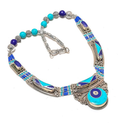 Collana fatta mano turchese - a,