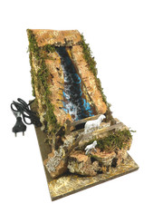 Cascata in Sughero Cm18x35x25h con Pompa che Ricicla Acqua - Ruscello Presepe