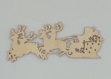 Sagoma in legno Babbo Natale con slitta