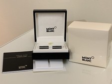 Gemelli da bar Mont Blanc ionic neri pvd e vetro grigio prezzo consigliato £ 235 con sacchetto regalo