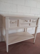 mobile portatv in legno massello di noce laccato bianco da falegname