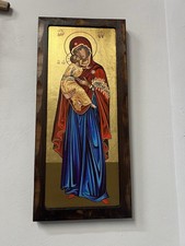 ICONA GRECA MADONNA CON BAMBINO 52 X 25 Cm NUOVA Con Certificato di Autenticità