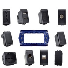 Serie Civile Frutti Prese Deviatore NERO, Compatibile con Bticino Living Light