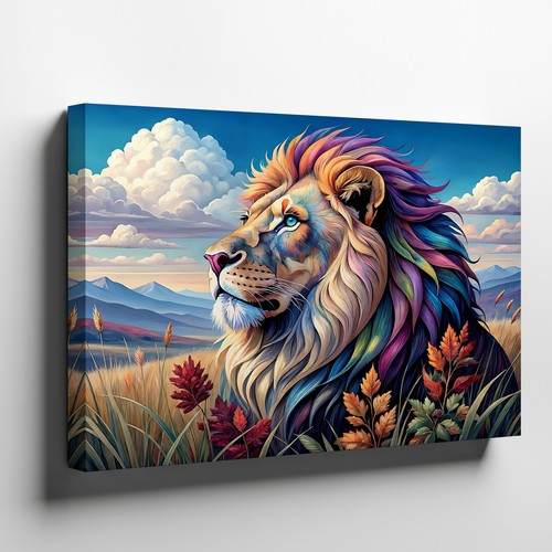 Tela leone colorato arte - , da