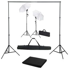 Kit Studio Fotografico con Fondale Luci e Ombrelli Riflettore Faretti vidaXL