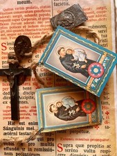 RARO LOTTO ESORCISMO: RELIQUIE Sant'Antonio Padova ex indumento + croce in legno esorcismo!