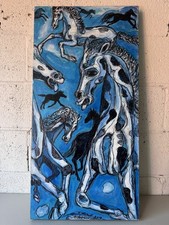 Quadro acrilico Vicente Fabre "Caballos" 2015 espressionismo latino moderno